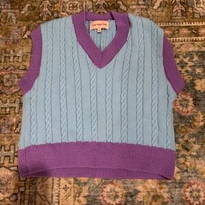 SOLD - Lisa Says Gah Purple and Blue Knit Vest